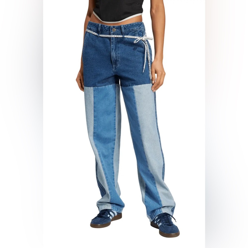 NWT Adidas x KSENIASCHNAIDER Patchwork Straight Leg Jeans